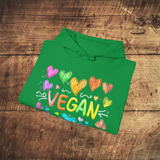 Vegan Hearts Heavy Blend™ Hooded Sweatshirt Printify