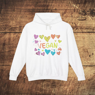 Vegan Hearts Unisex Lightweight Hooded Sweatshirt