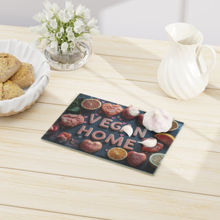 Vegan Home Tempered Glass Cutting Board Printify