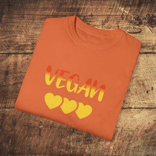 Vegan Hearts Garment-Dyed T-shirt Printify