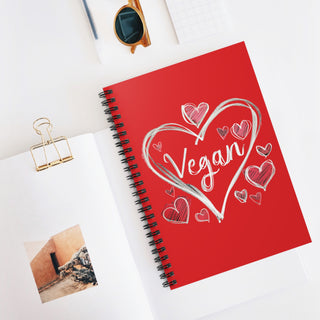 Vegan Hearts Spiral Notebook - Ruled Line