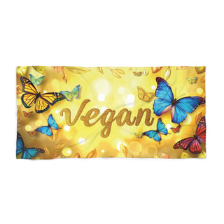 Vegan Butterflies Beach Towel Printify