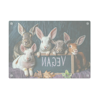 Vegan Bunnies Tempered Glass Cutting Board Printify