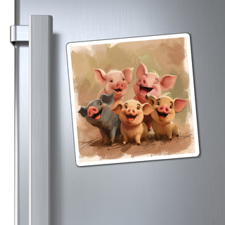 Cute Cartoon Pigs Magnet Printify