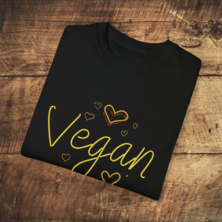 Vegan Hearts Garment-Dyed T-shirt Printify