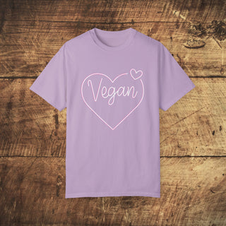 Vegan Heart Garment-Dyed T-shirt Printify