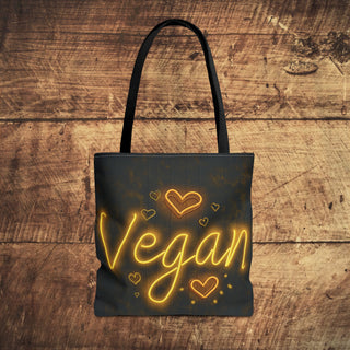 Vegan Neon Hearts Tote Bag Printify