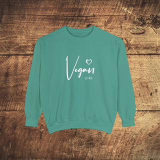 Vegan Girl Garment-Dyed Sweatshirt Printify