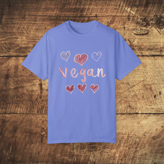 Vegan Hearts Garment-Dyed T-shirt Printify