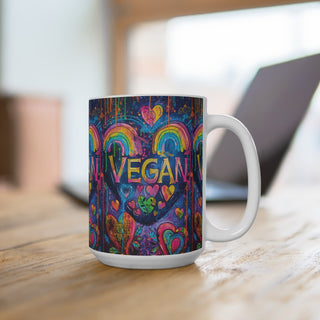 Vegan Hearts Coffee Mug 15oz