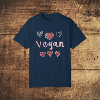 Vegan Hearts Garment-Dyed T-shirt Printify