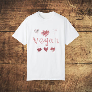 Vegan Hearts Garment-Dyed T-shirt Printify