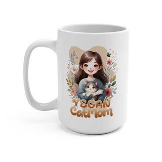 Vegan Cat Mom Coffee Mug 15oz Printify