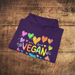 Vegan Hearts Heavy Blend™ Hooded Sweatshirt Printify