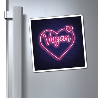 Neon Vegan Heart Magnet Printify