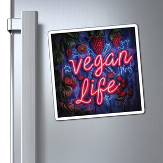 Neon Vegan Life Magnet Printify