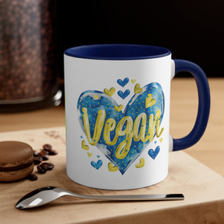 Vegan Hearts Accent Coffee Mug, 11oz Printify