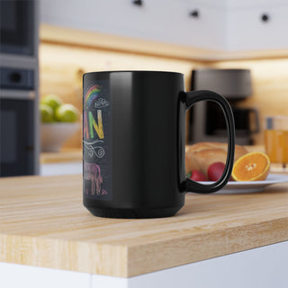 Vegan Rainbows Black Mug, 15oz