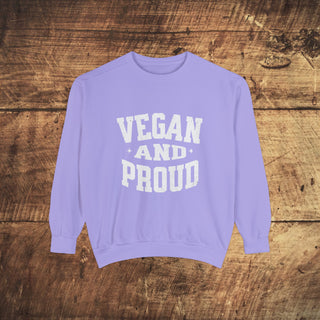 Vegan And Proud Garment-Dyed Sweatshirt Printify