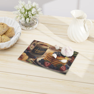 Vegan Breakfast Tempered Glass Cutting Board Printify