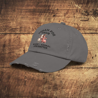 Vegan For Them Unisex Distressed Cap Printify