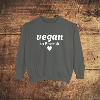 Vegan For The Animals Garment-Dyed Sweatshirt Printify