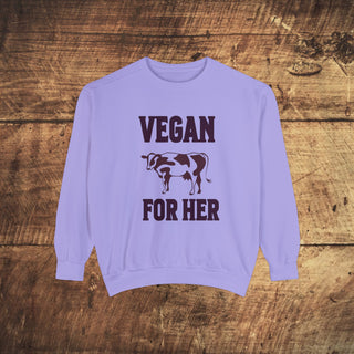 Vegan For Her Garment-Dyed Sweatshirt Printify