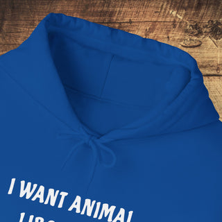 I Want Animal Liberation Heavy Blend™ Hooded Sweatshirt Printify