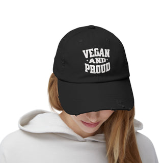 Vegan And Proud Unisex Distressed Cap Printify