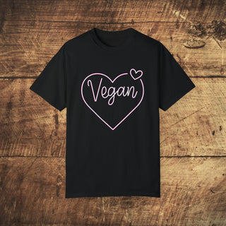 Vegan Heart Garment-Dyed T-shirt Printify