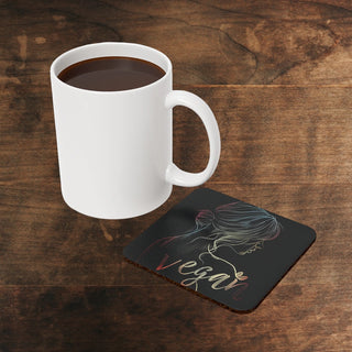 Vegan Girl Cork Back Coaster Printify