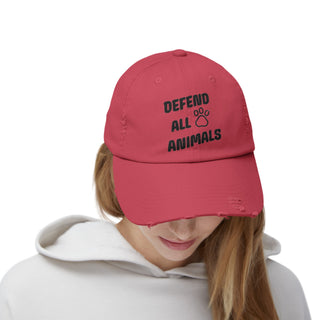 Defend All Animals Unisex Distressed Cap Printify