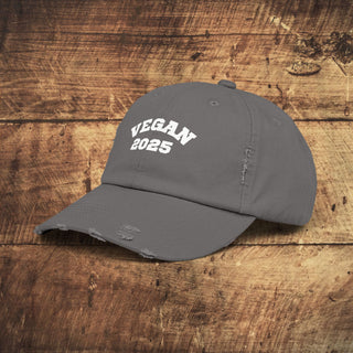 Vegan 2025 Unisex Distressed Cap