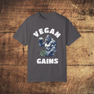 Vegan Gains Garment-Dyed T-shirt Printify