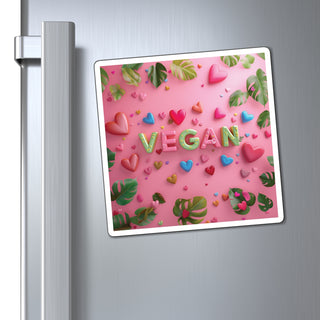 Vegan Hearts Magnets Printify