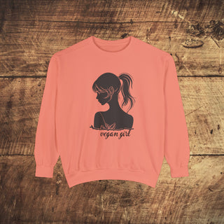 Vegan Girl Garment-Dyed Sweatshirt Printify