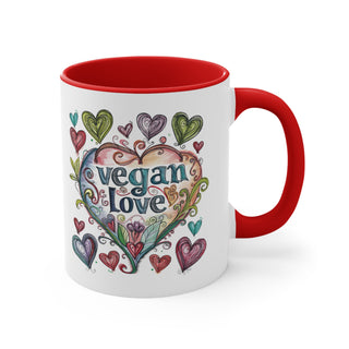 Vegan Love Accent Coffee Mug, 11oz Printify