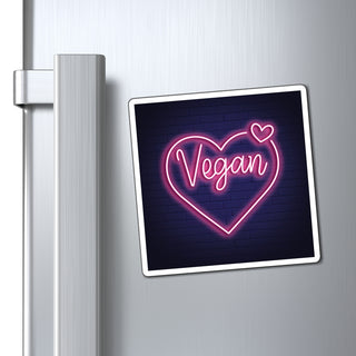 Neon Vegan Heart Magnet Printify