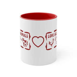 Love All Animals Accent Coffee Mug, 11oz Printify