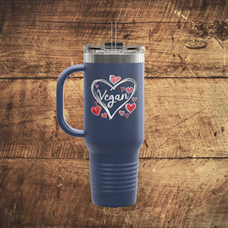 Vegan Hearts Insulated Travel Mug, 40oz