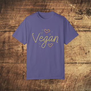 Vegan Hearts Garment-Dyed T-shirt Printify