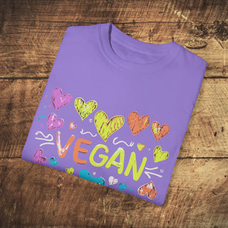 Vegan Hearts Garment-Dyed T-shirt Printify