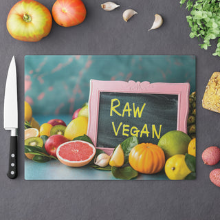 Raw Vegan Tempered Glass Cutting Board Printify