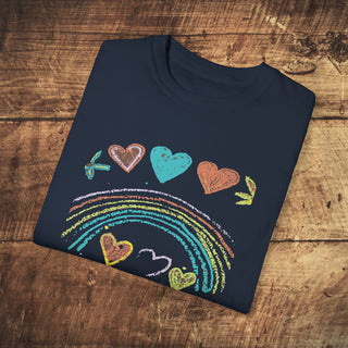 Vegan Hearts Garment-Dyed T-shirt Printify