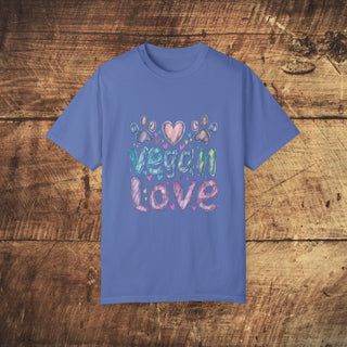 Vegan Love Garment-Dyed T-shirt Printify