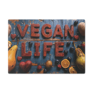 Vegan Life Tempered Glass Cutting Board Printify