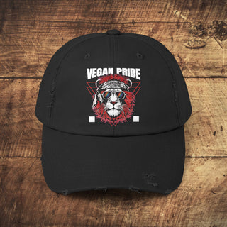 Vegan Pride Unisex Distressed Cap Printify