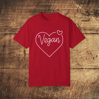 Vegan Heart Garment-Dyed T-shirt Printify