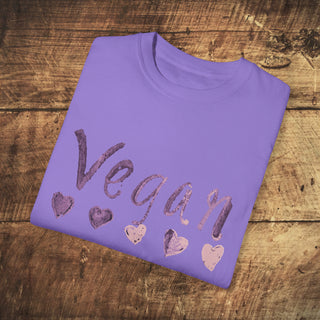 Vegan Hearts Garment-Dyed T-shirt Printify