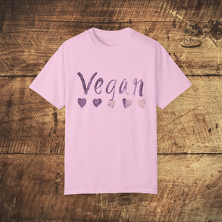 Vegan Hearts Garment-Dyed T-shirt Printify